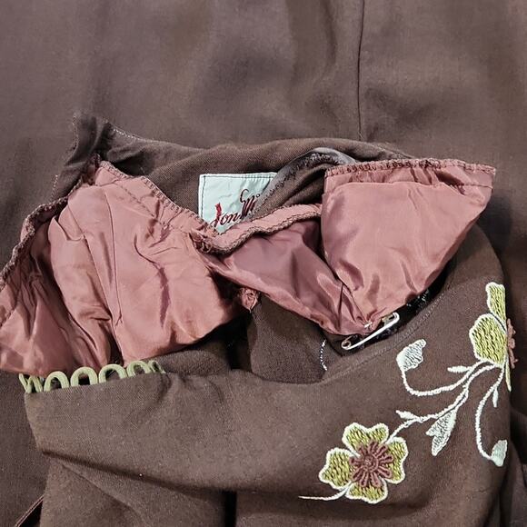 Vintage Jon Michaels Original Brown Floral Dress SZ XS Embroidered Boho Classic - Picture 10 of 13